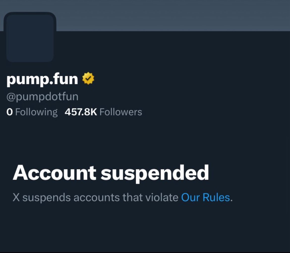 Pump.fun suspended account